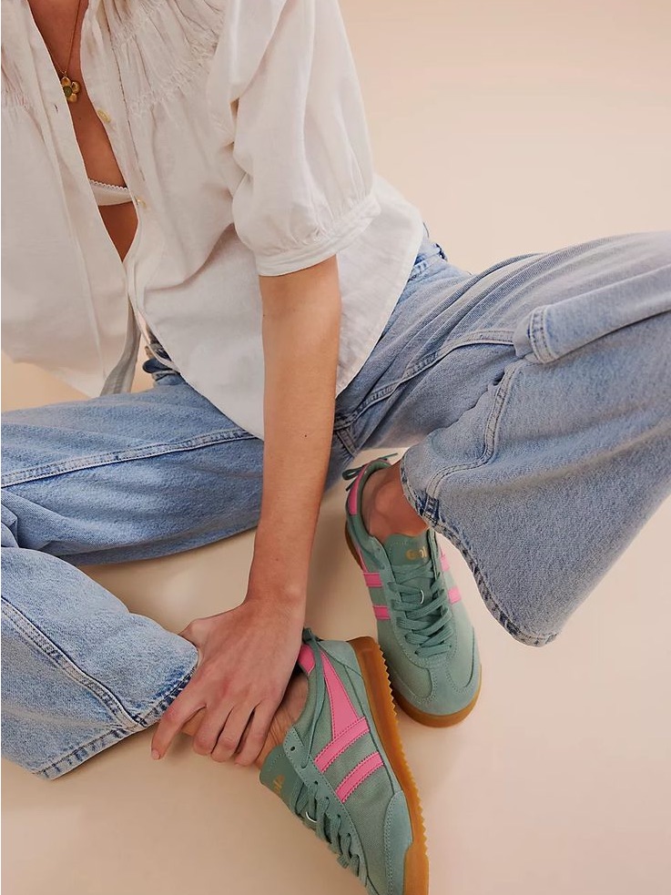 Gola Tornado Trainers ; Green Mist And Fluro Pink — image 4 of 4